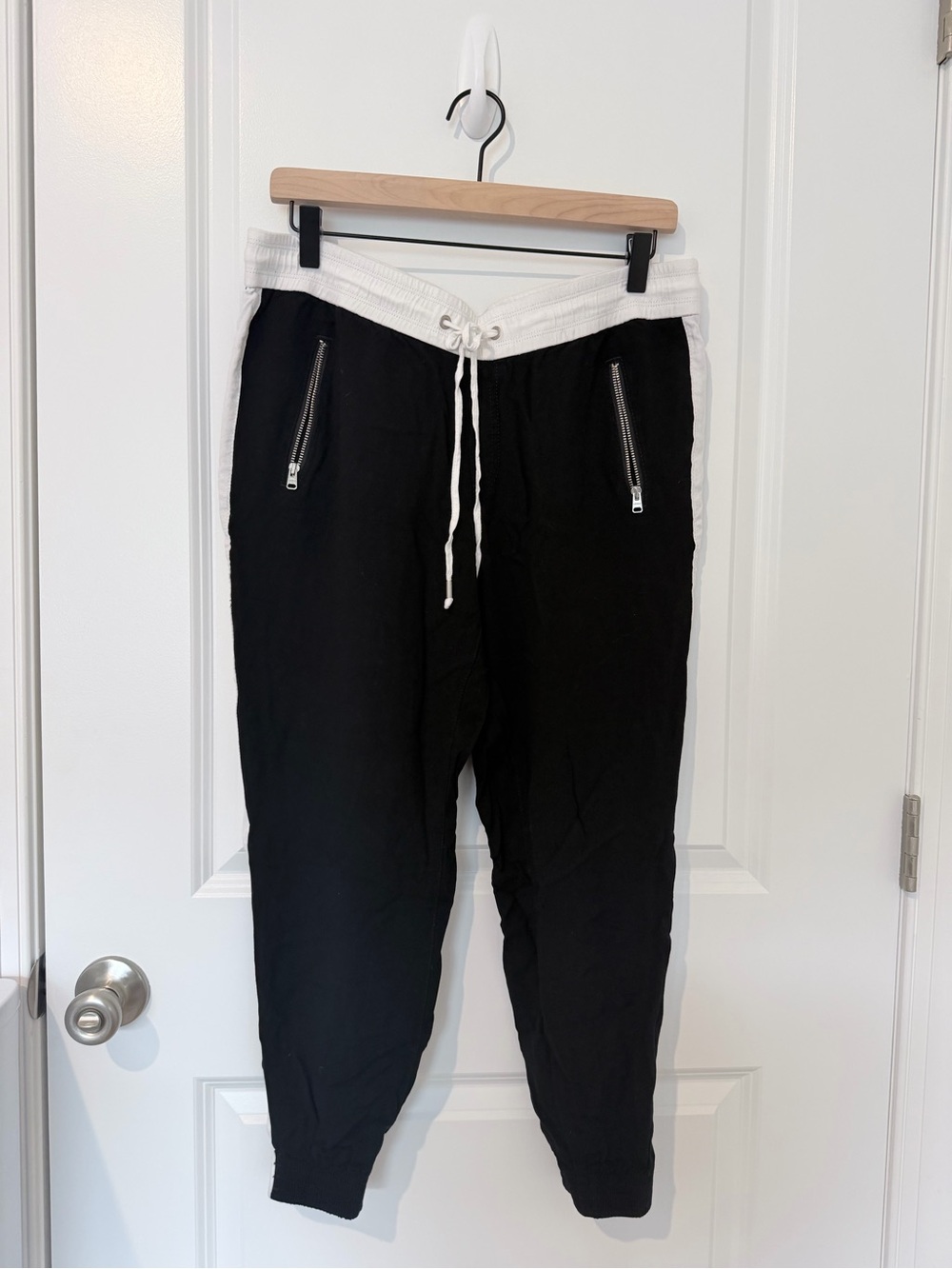 Express Black Joggers with White Waistband and Side Trim